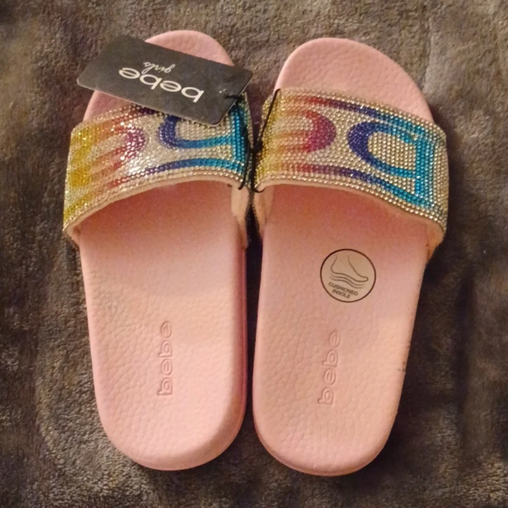 NWT BEBE SLIDES FOR GIRLS SPARKLES SIZE 13/1